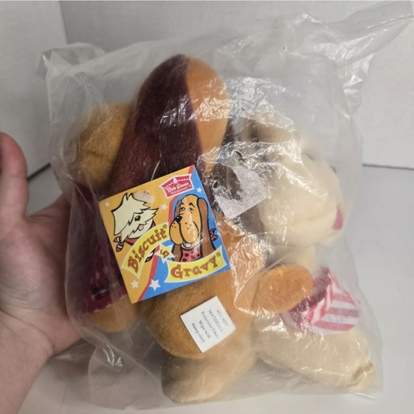 BISCUIT 'N GRAVY Plush Dogs Bob Evans Restaurant Beanbag 1998 Advertising NEW - Picture 4 of 4